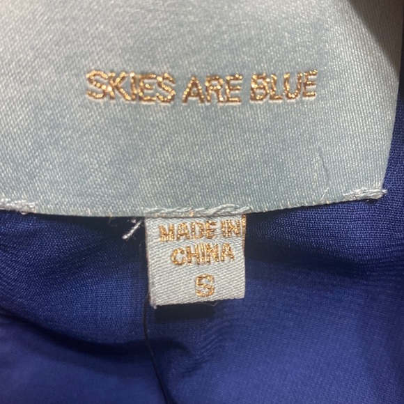 Skies are blue navy blue spaghetti strap sliver gromet dress size S NWT - Picture 7 of 9